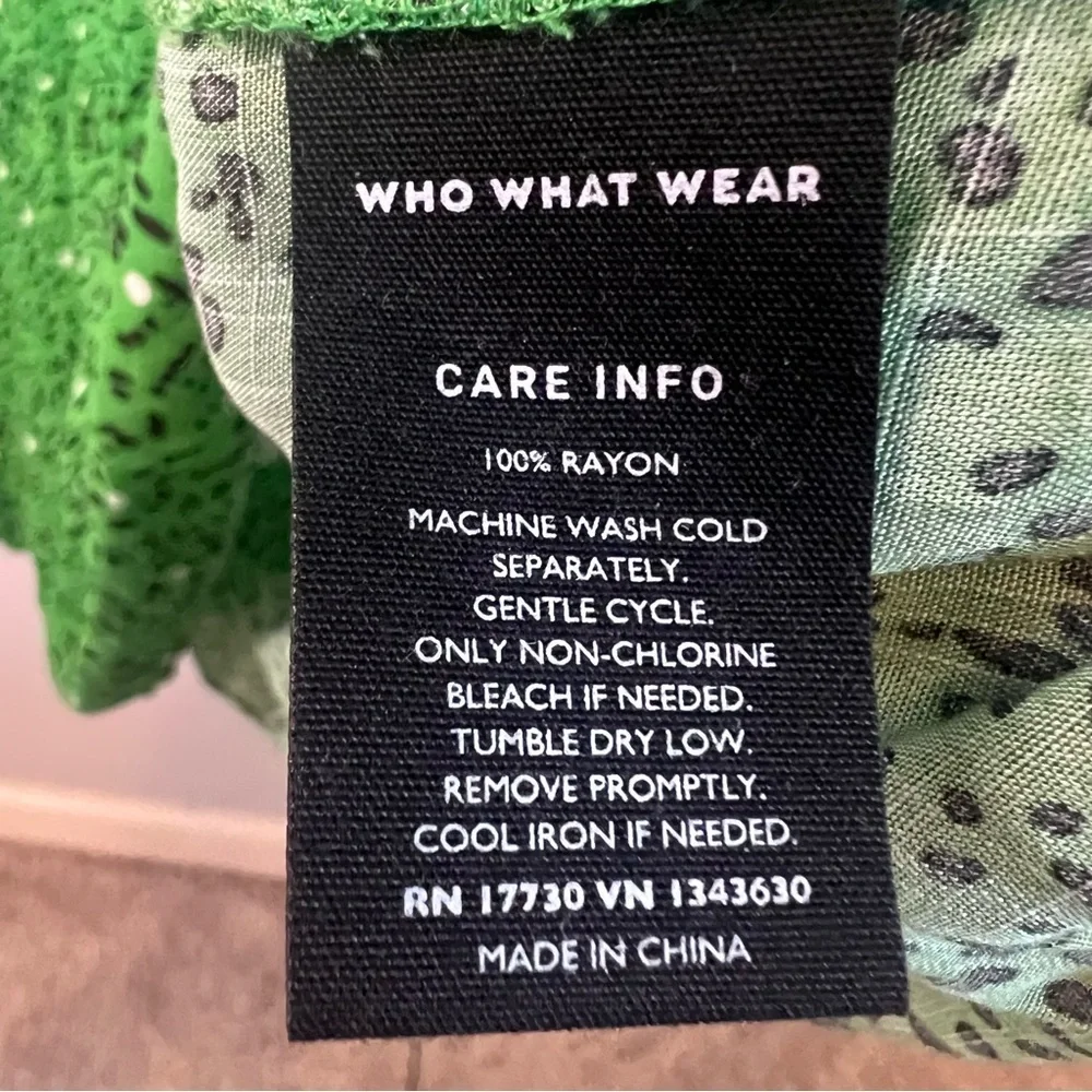 Who What Wear Long Sleeve Maxi Dress Size S Green Black White Dots Peter Pan - Picture 15 of 16